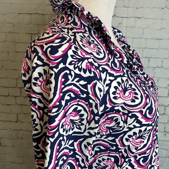 J. McLaughlin Agnetta Geoprint Catalina Dress Sz M Resortwear Preppy Old Money - Picture 6 of 13